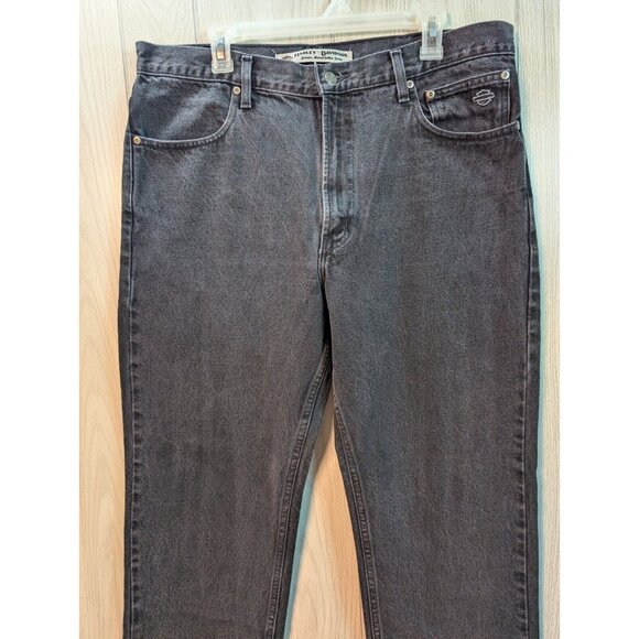 Harley Davidson Black Denim Jeans Mens Sz 38X32 Relaxed Fit 100% Cotton - Picture 2 of 10